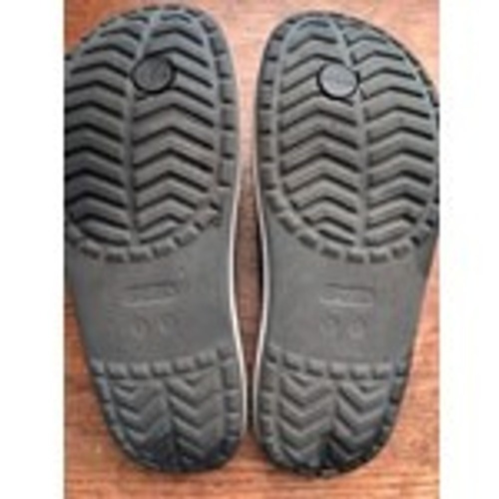 Crocs Crocband Flip‎ Flops Charcoal Grey White Unisex Mens 6 Womens 8 Sandals